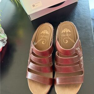 Dansko Chestnut Leather Slide Sandals